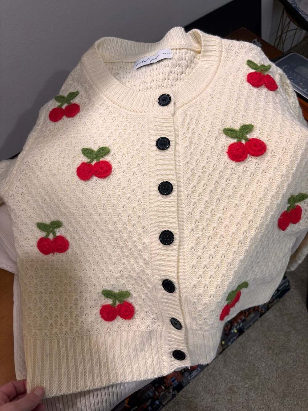 Buy Trudie Cherry Cardigan, Cream - Order Sweaters online - , CA